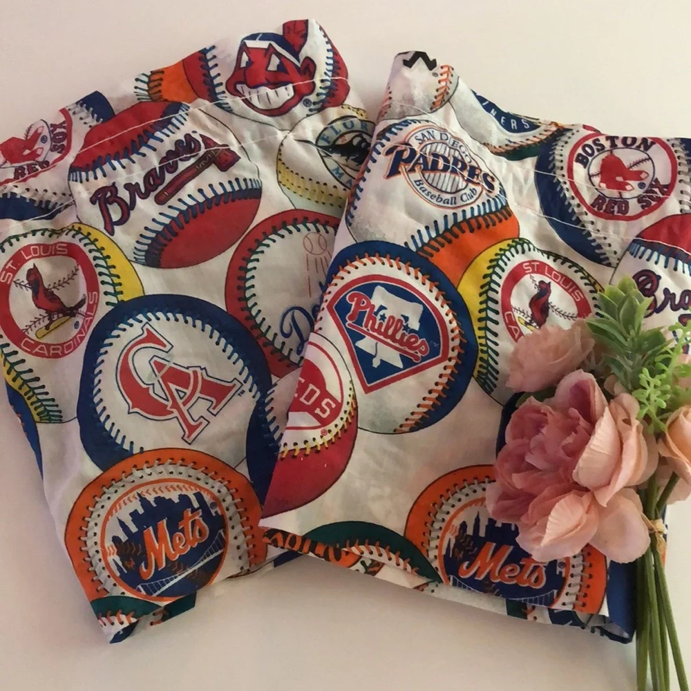 Baseball curtains MLB Decor Baseball Office Baseball Vintage MLB Logo VTG